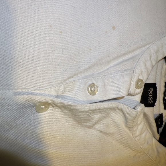 BOSS Slim Fit Mercerised White Henley Long Sleeve 3-Button Shirt Size Medium M - Picture 7 of 9